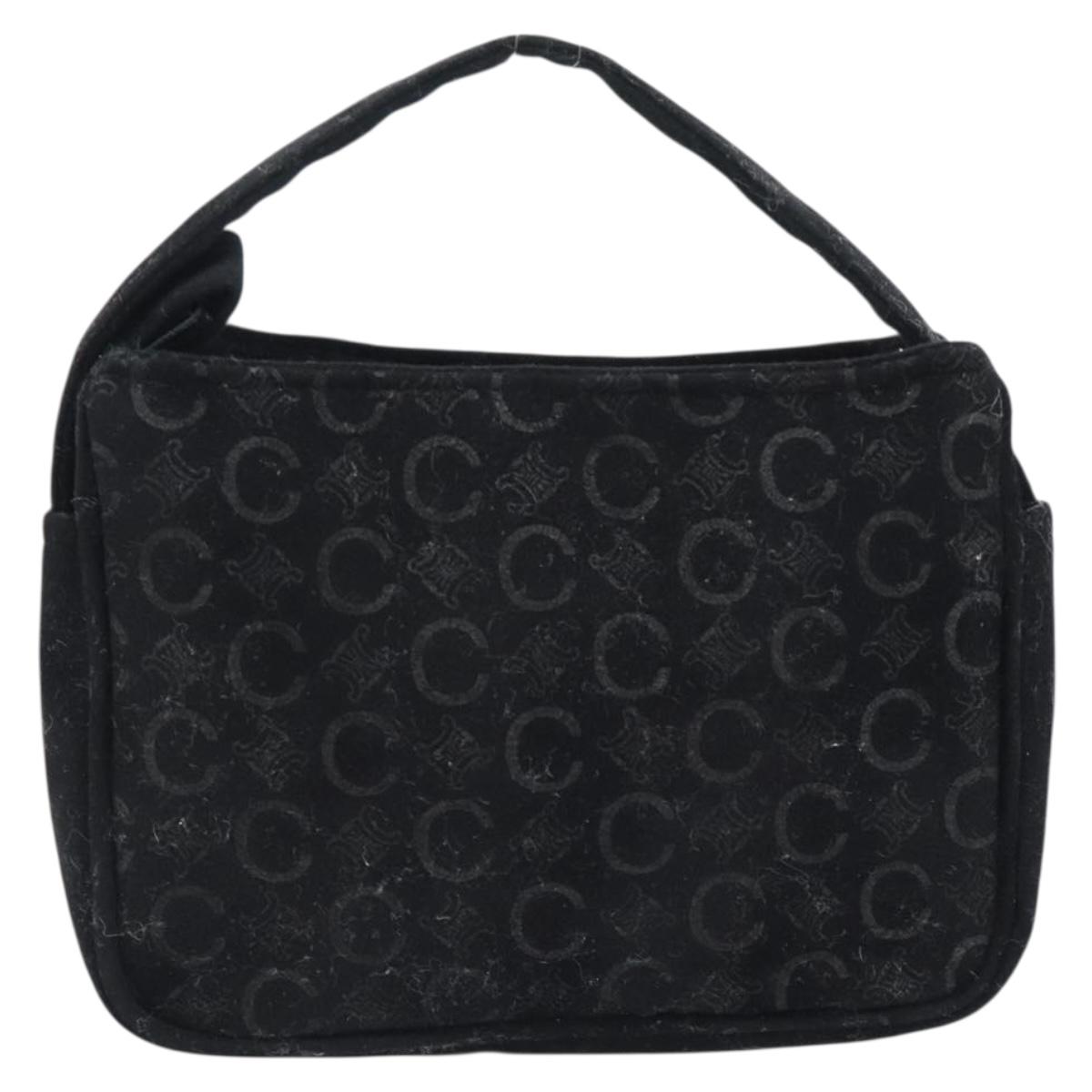 CELINE C Macadam Canvas Hand Bag Black Gold Auth gh2139A
