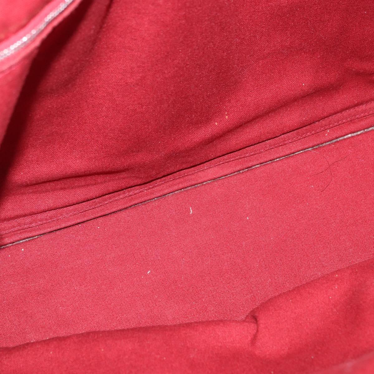 HERMES Fourre Tout MM Hand Bag Canvas Red Silver Auth gh2140