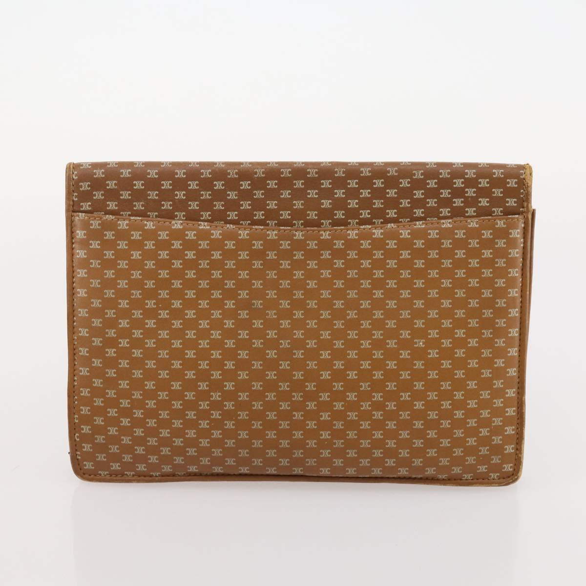 CELINE Macadam Canvas Clutch Bag PVC Leather 4 Set Brown Beige Auth gh2143