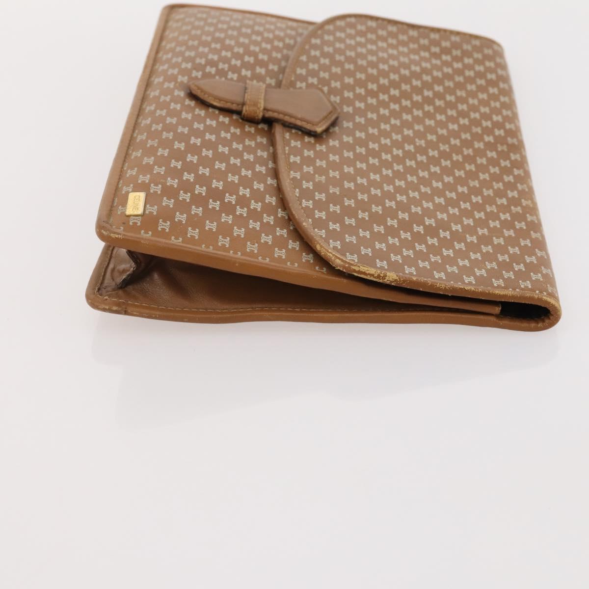 CELINE Macadam Canvas Clutch Bag PVC Leather 4 Set Brown Beige Auth gh2143