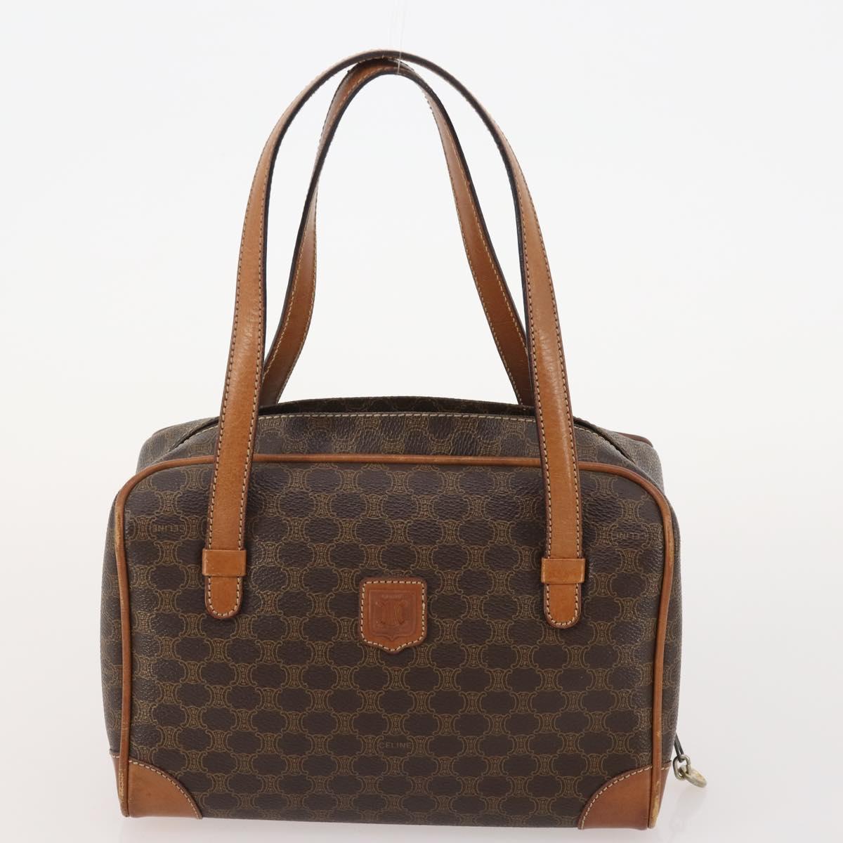CELINE Macadam Canvas Clutch Bag PVC Leather 4 Set Brown Beige Auth gh2143