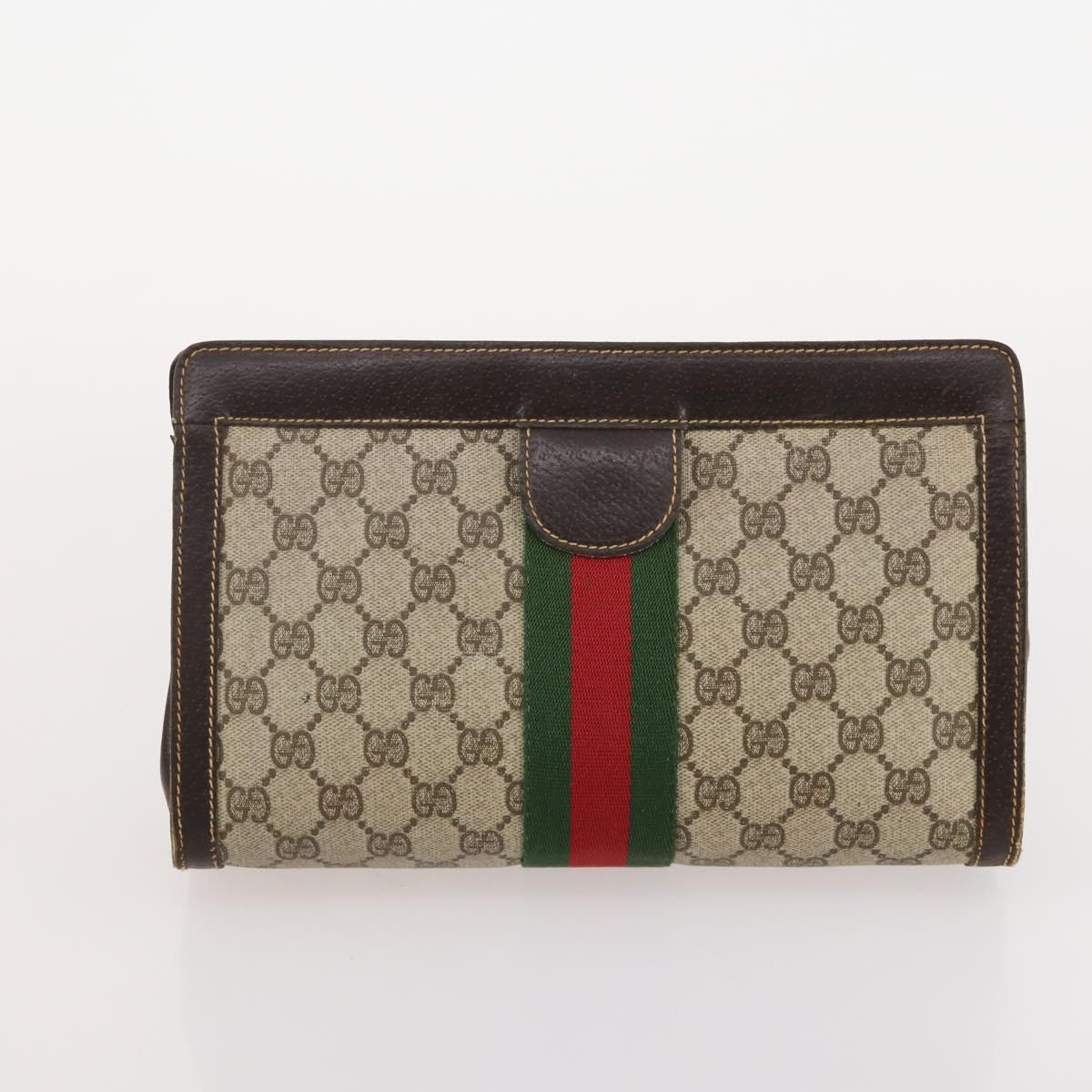 GUCCI GG Supreme GG Plus Supreme Web Sherry Line Bag PVC 3 Set Beige Auth gh2144