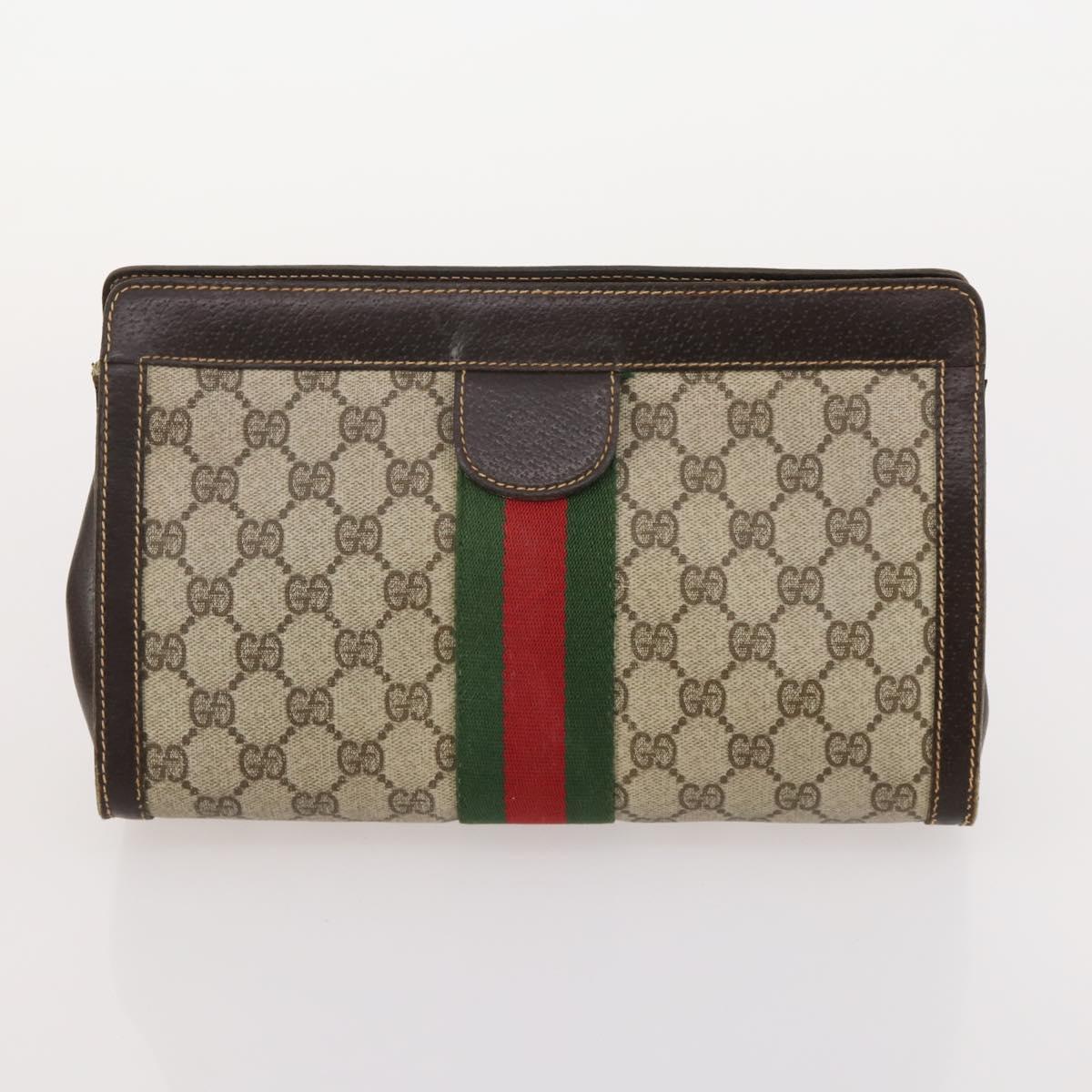 GUCCI GG Supreme GG Plus Supreme Web Sherry Line Bag PVC 3 Set Beige Auth gh2144