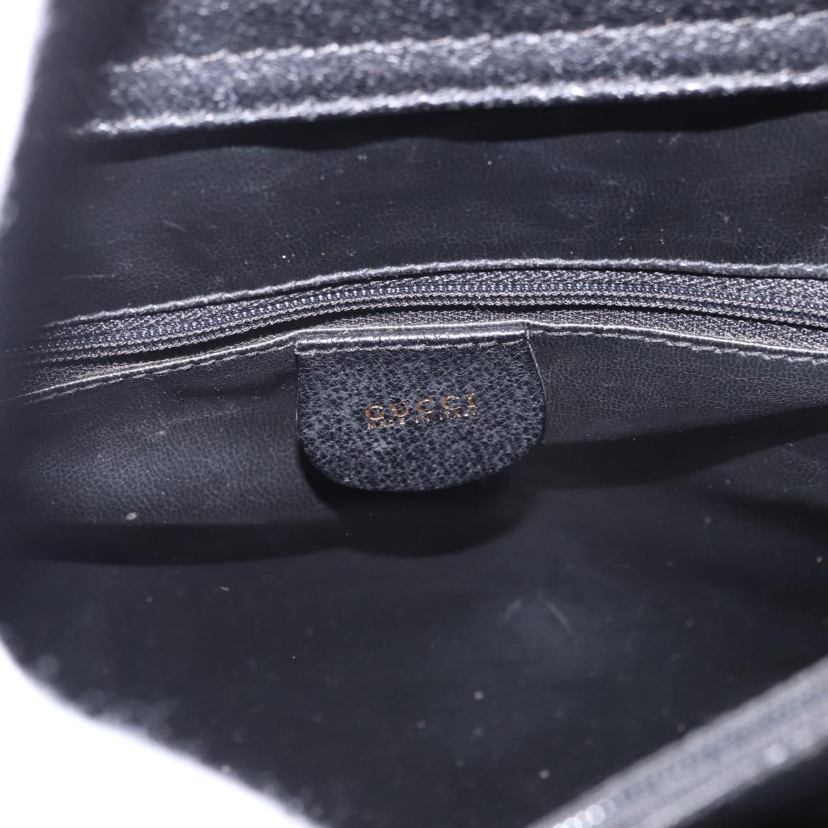 GUCCI Bamboo Hand Bag Suede Black Gold 002 1096 0260 Auth gh2145