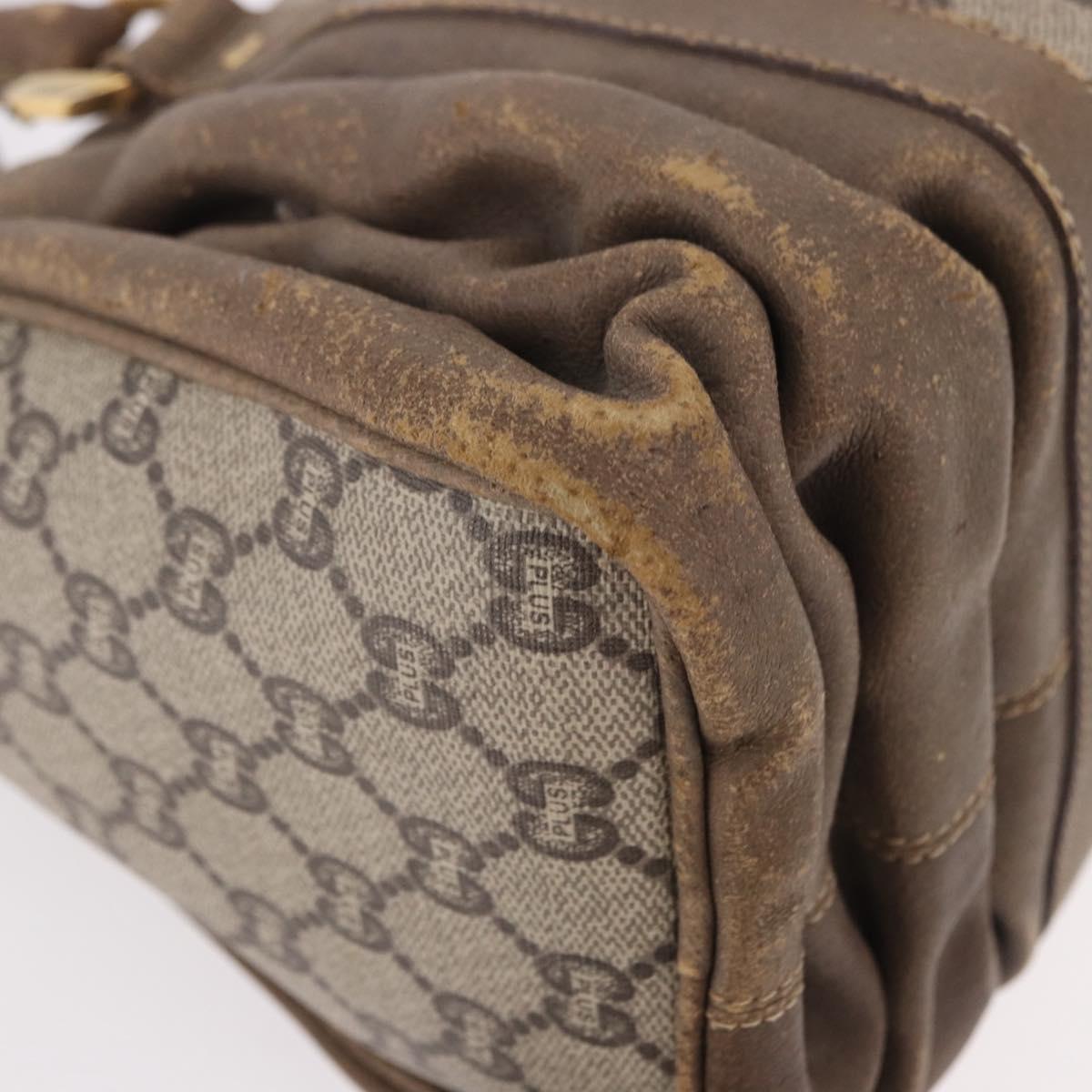 GUCCI GG Plus Supreme Hand Bag PVC Beige Gold Auth gh2146