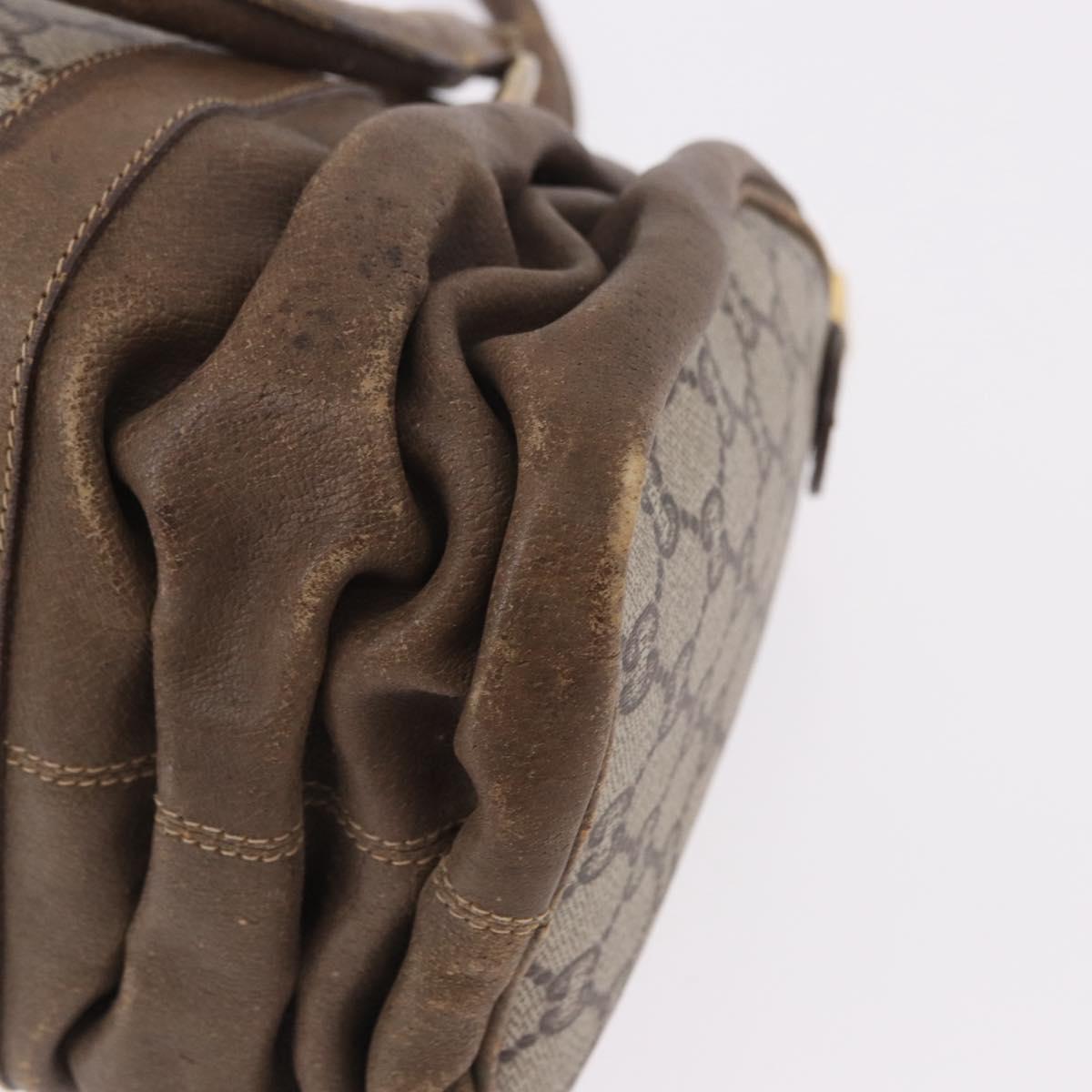 GUCCI GG Plus Supreme Hand Bag PVC Beige Gold Auth gh2146