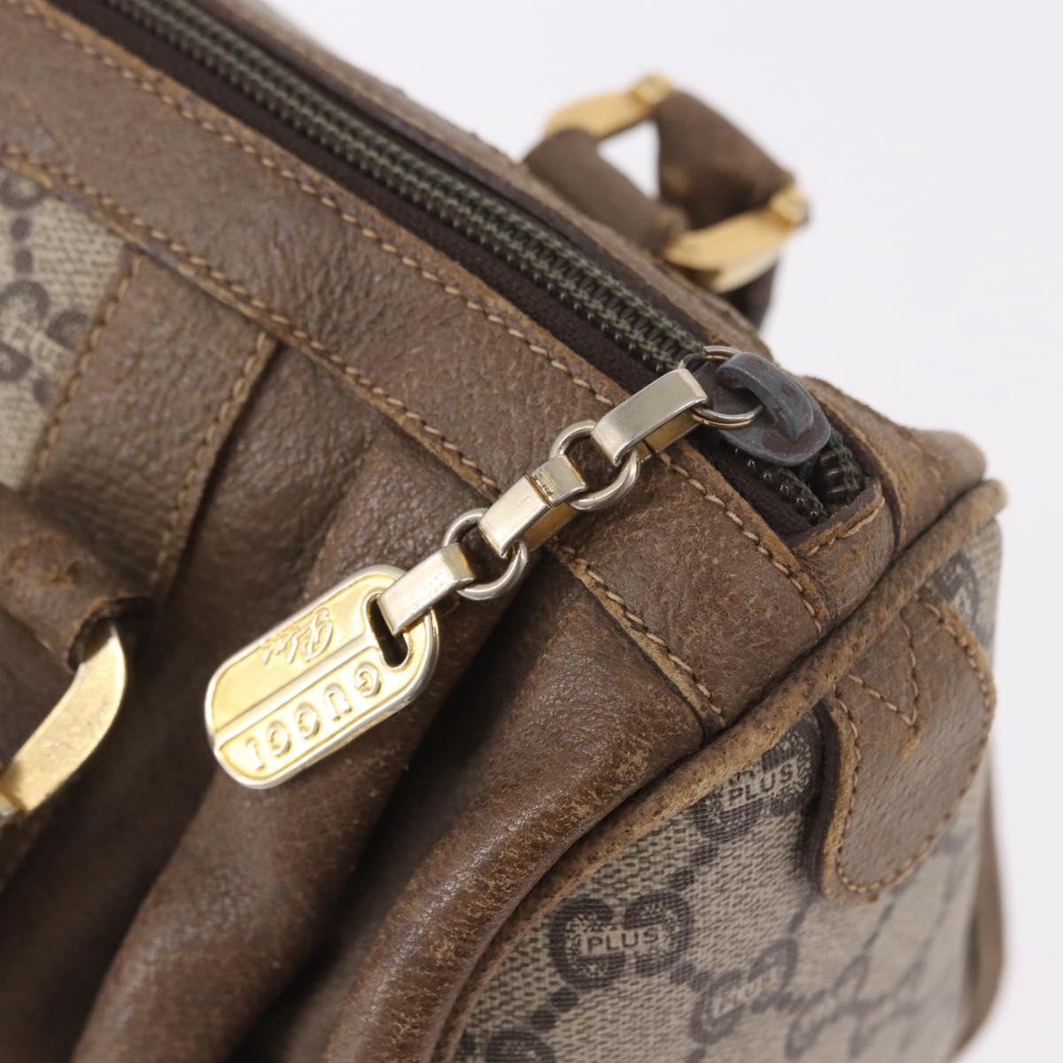 GUCCI GG Plus Supreme Hand Bag PVC Beige Gold Auth gh2146