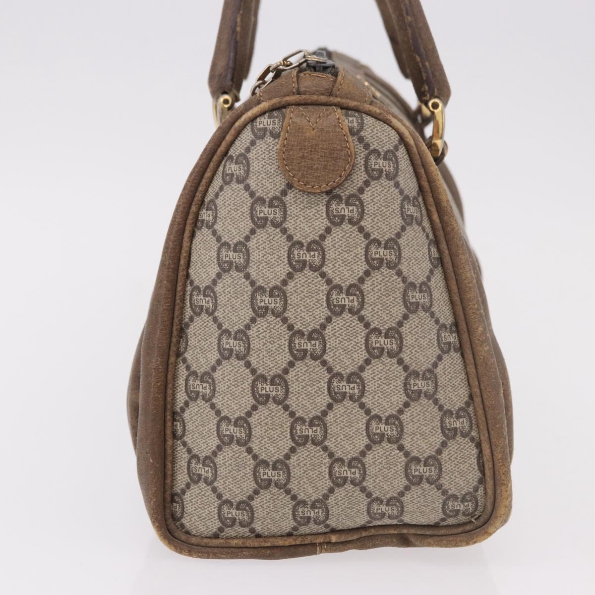 GUCCI GG Plus Supreme Hand Bag PVC Beige Gold Auth gh2146