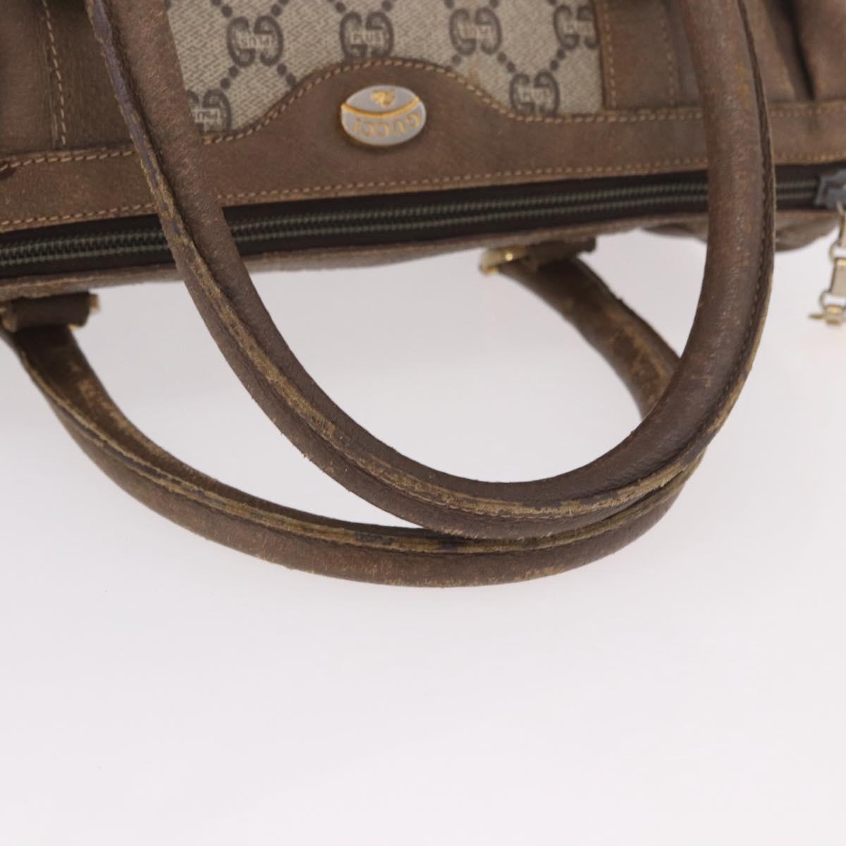 GUCCI GG Plus Supreme Hand Bag PVC Beige Gold Auth gh2146