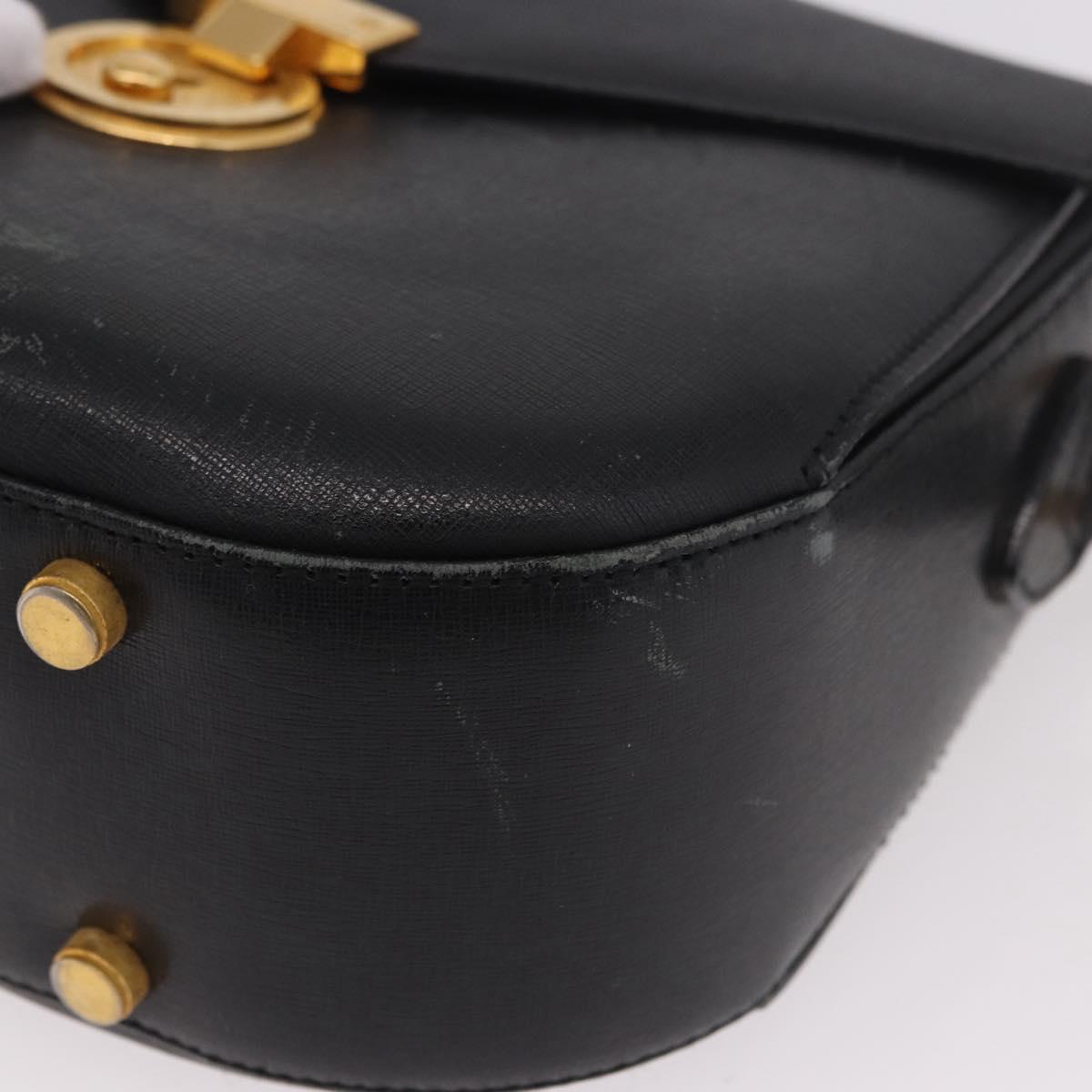 Salvatore Ferragamo Shoulder Bag Leather Black Gold Auth gh2148