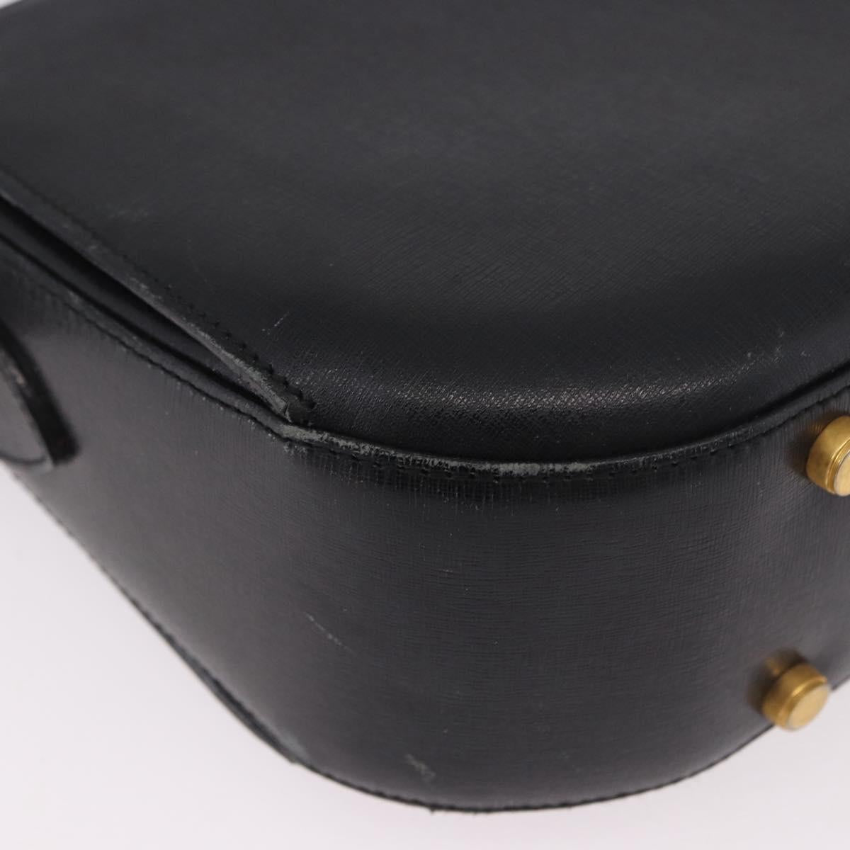 Salvatore Ferragamo Shoulder Bag Leather Black Gold Auth gh2148