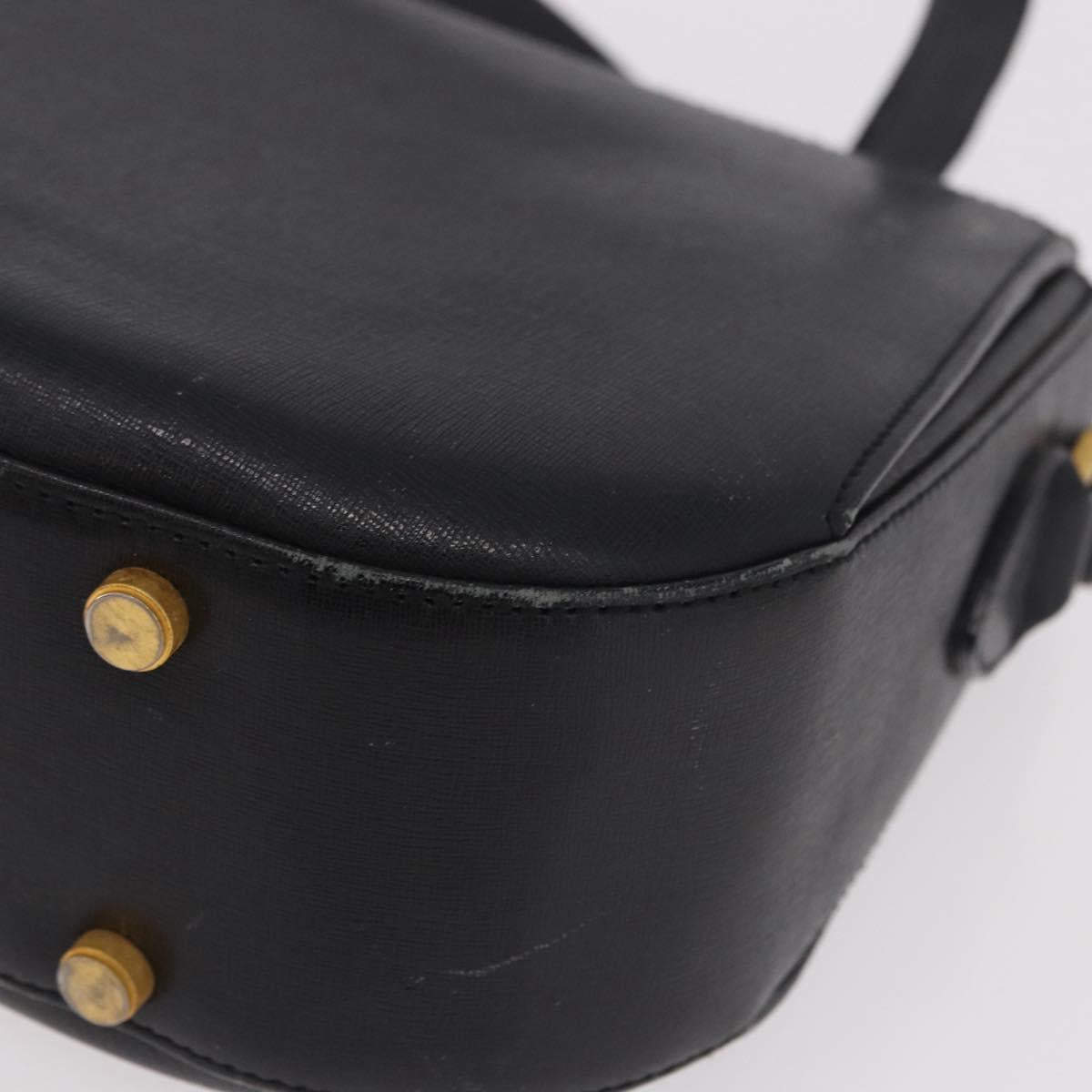 Salvatore Ferragamo Shoulder Bag Leather Black Gold Auth gh2148