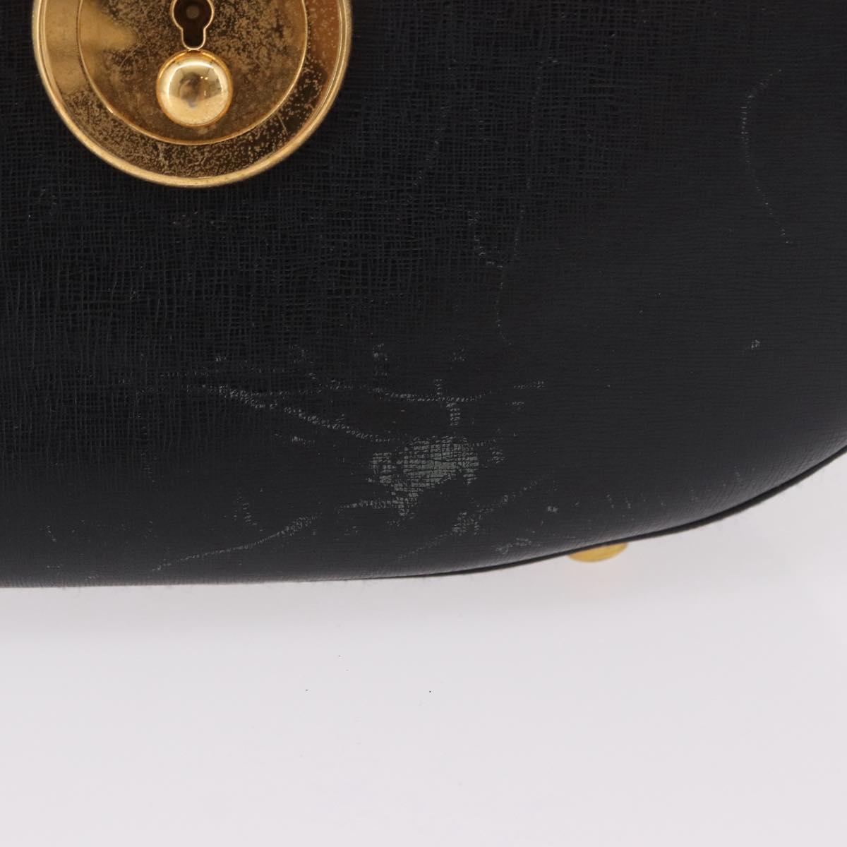 Salvatore Ferragamo Shoulder Bag Leather Black Gold Auth gh2148