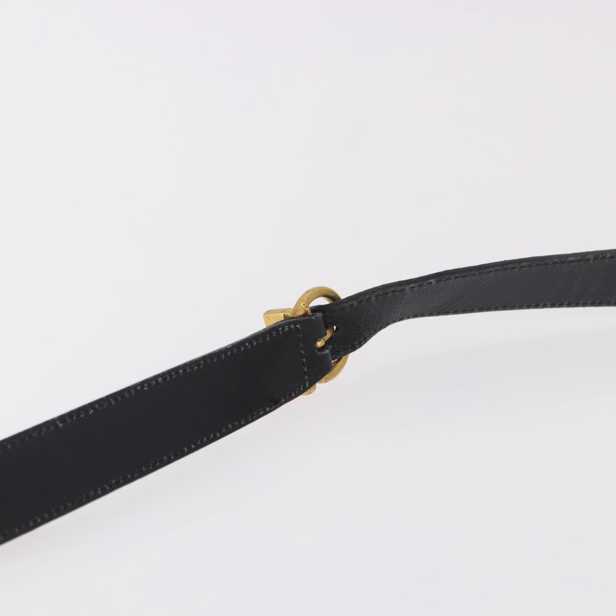 Salvatore Ferragamo Shoulder Bag Leather Black Gold Auth gh2148