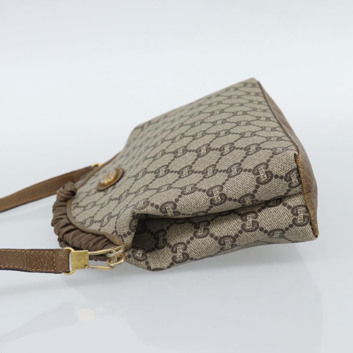 GUCCI GG Plus Supreme Shoulder Bag PVC Beige Gold Auth gh2149