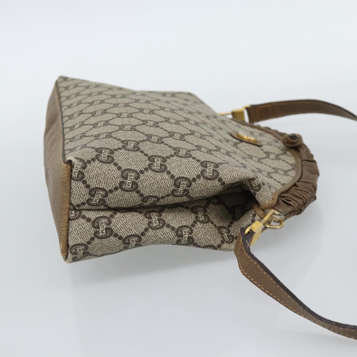 GUCCI GG Plus Supreme Shoulder Bag PVC Beige Gold Auth gh2149