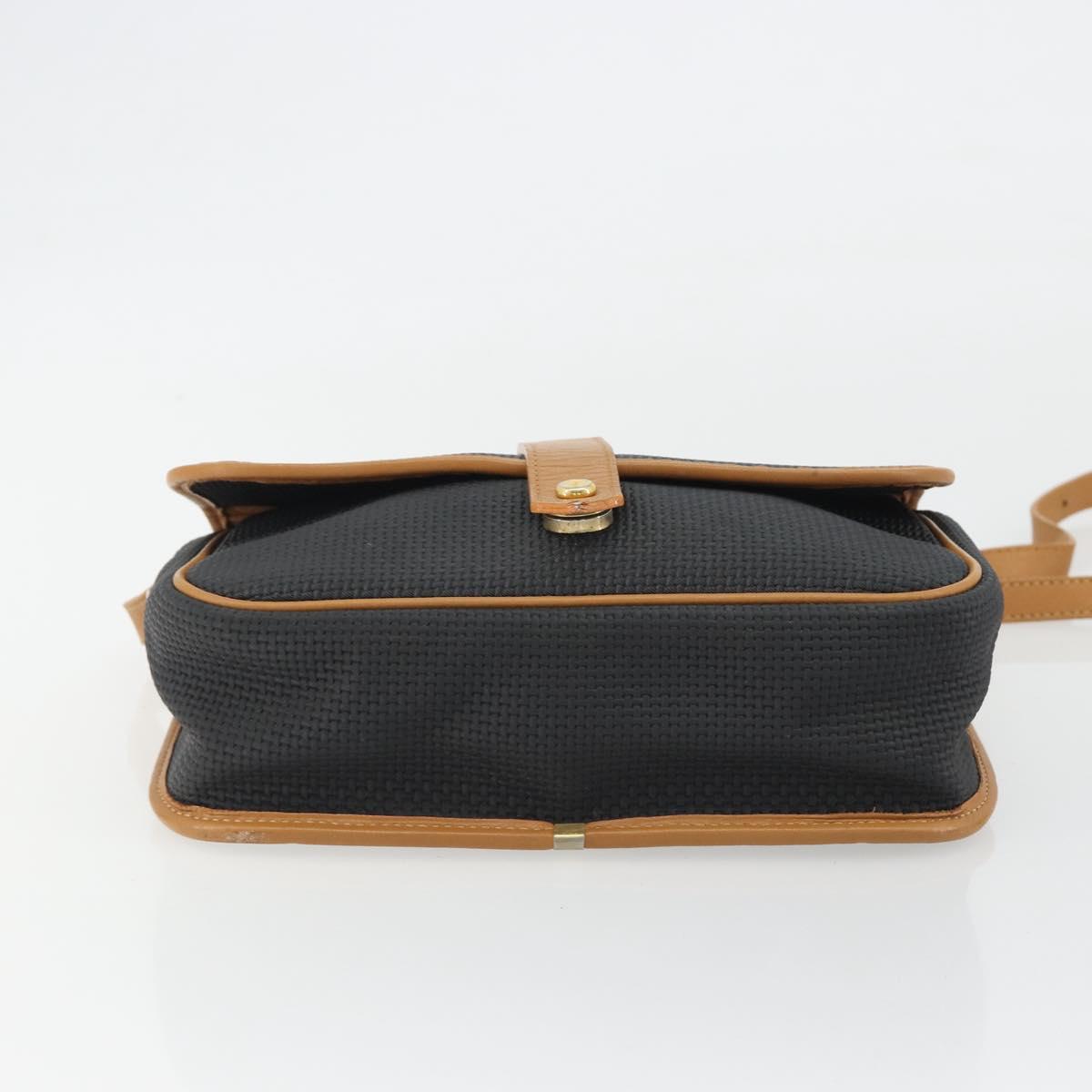 SAINT LAURENT Shoulder Bag PVC Canvas Black Gold Auth gh2150