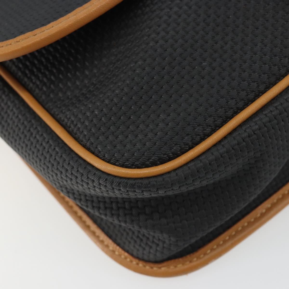SAINT LAURENT Shoulder Bag PVC Canvas Black Gold Auth gh2150