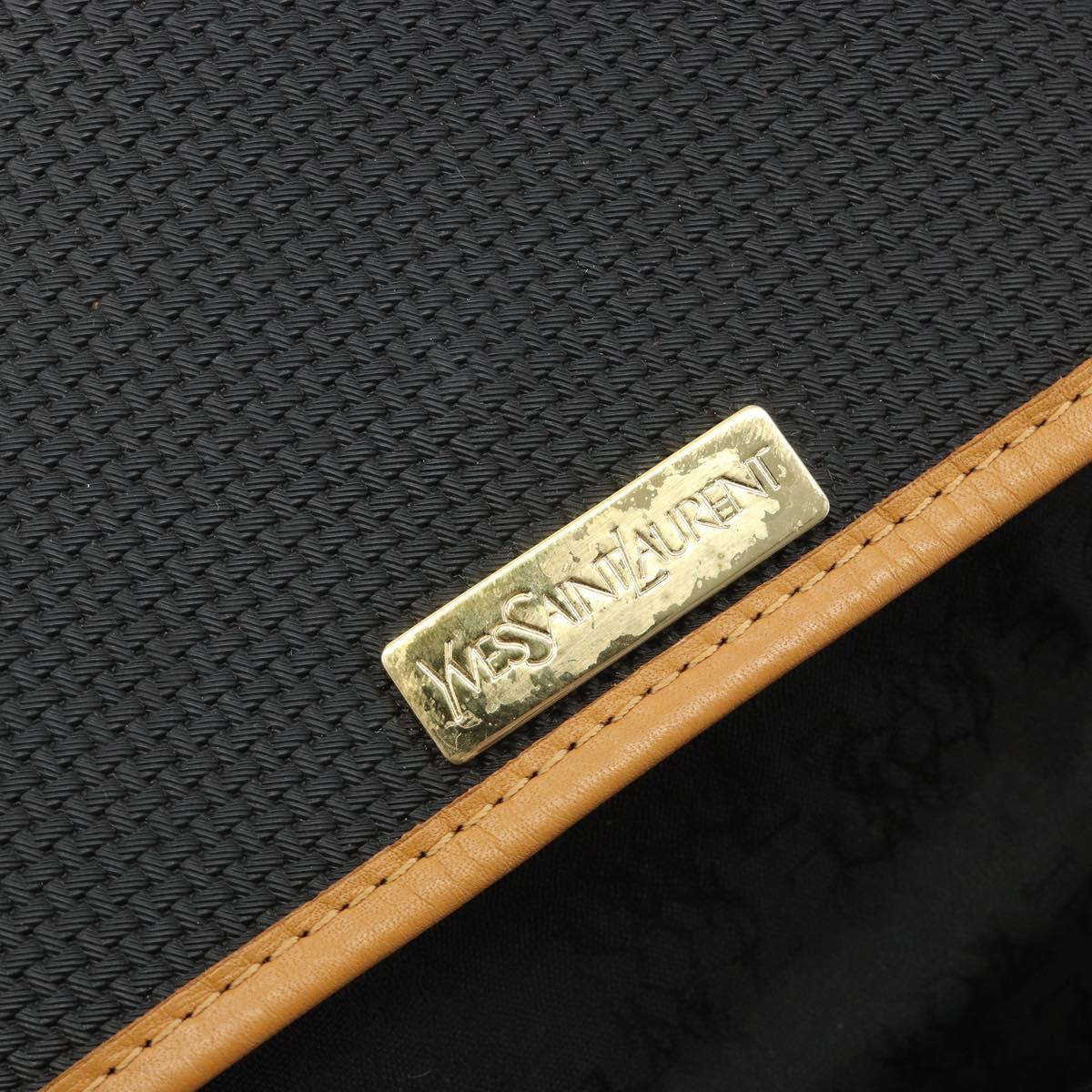 SAINT LAURENT Shoulder Bag PVC Canvas Black Gold Auth gh2150