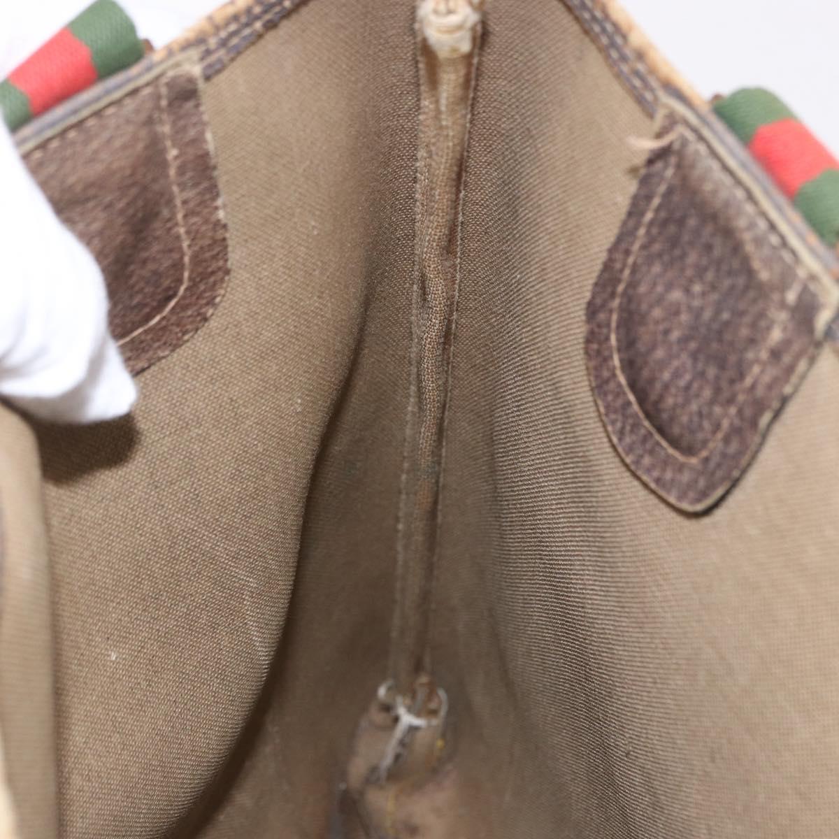 GUCCI GG Supreme Web Sherry Line Tote Bag PVC Beige 39 02 003 Auth gh2151