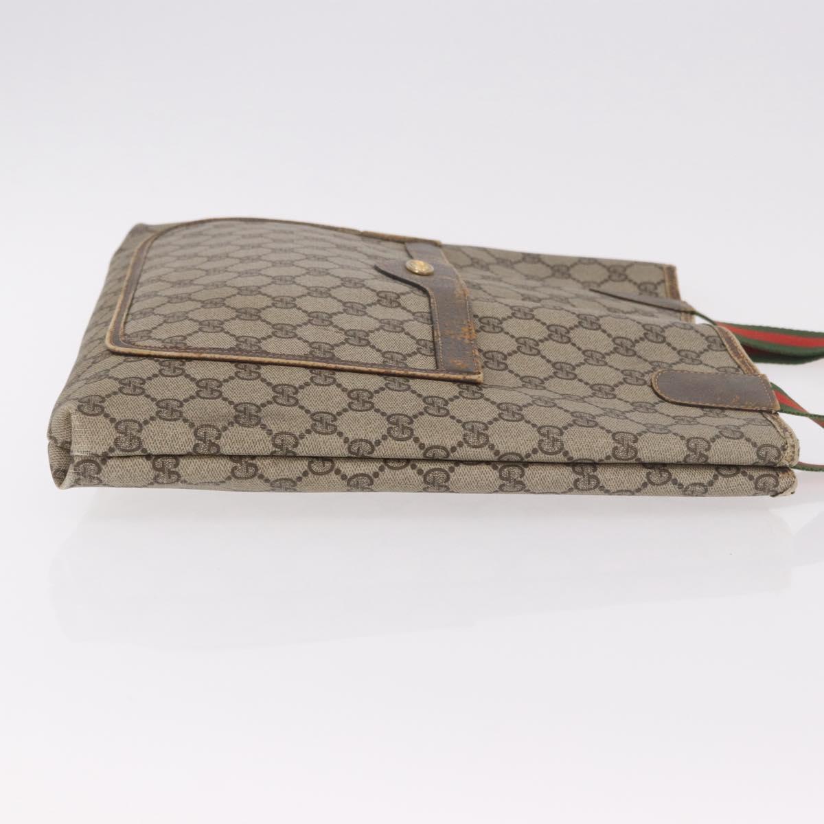 GUCCI GG Supreme Web Sherry Line Tote Bag PVC Beige 39 02 003 Auth gh2151