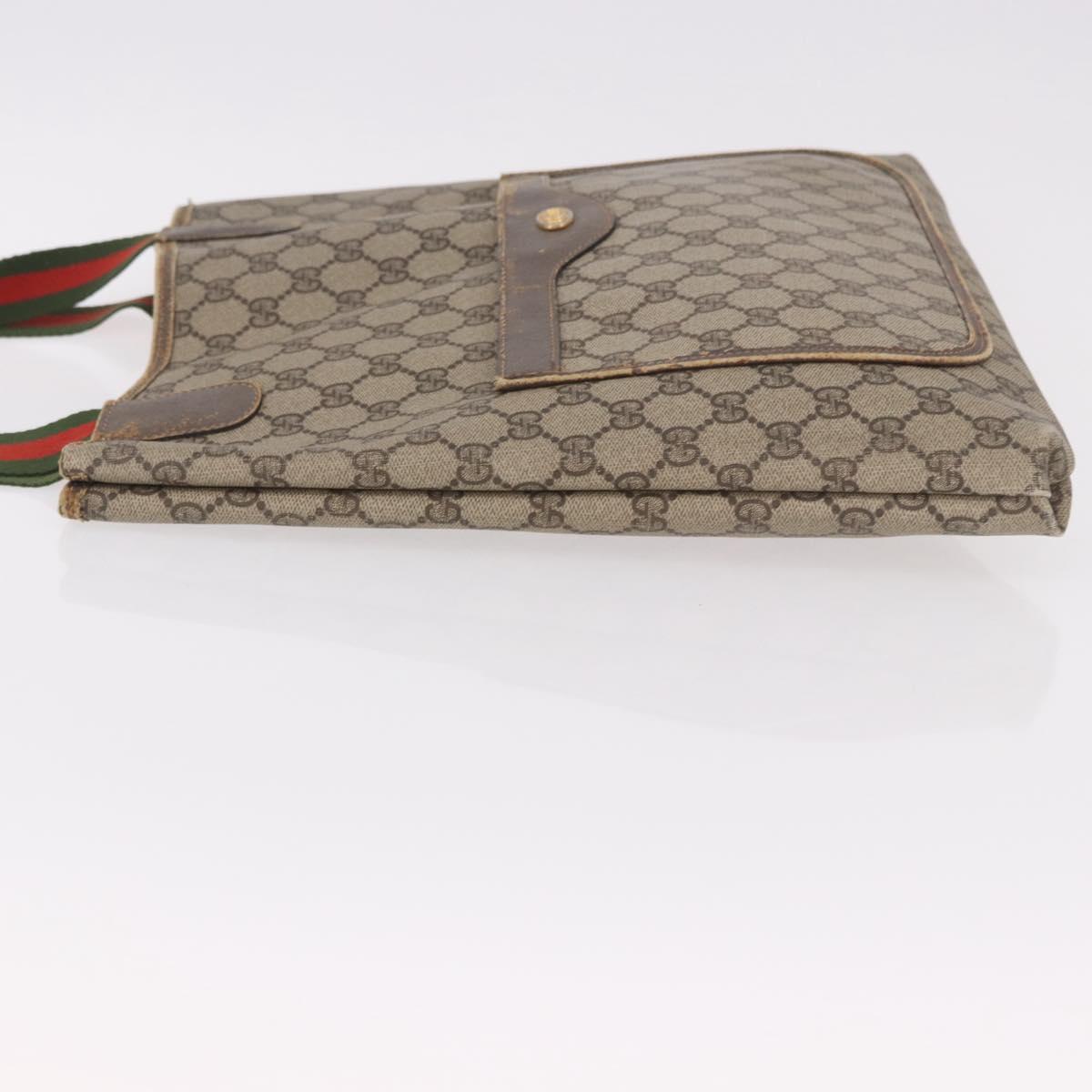 GUCCI GG Supreme Web Sherry Line Tote Bag PVC Beige 39 02 003 Auth gh2151