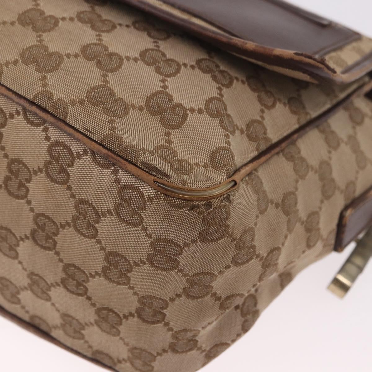 GUCCI GG Canvas Shoulder Bag Beige Gold 001 0375 Auth gh2152