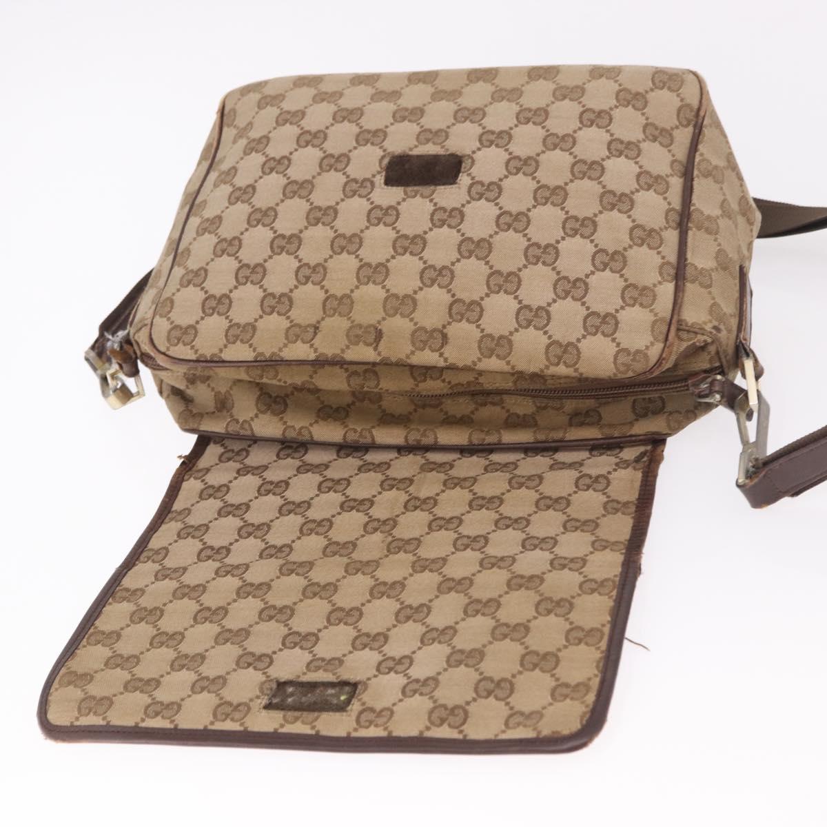 GUCCI GG Canvas Shoulder Bag Beige Gold 001 0375 Auth gh2152