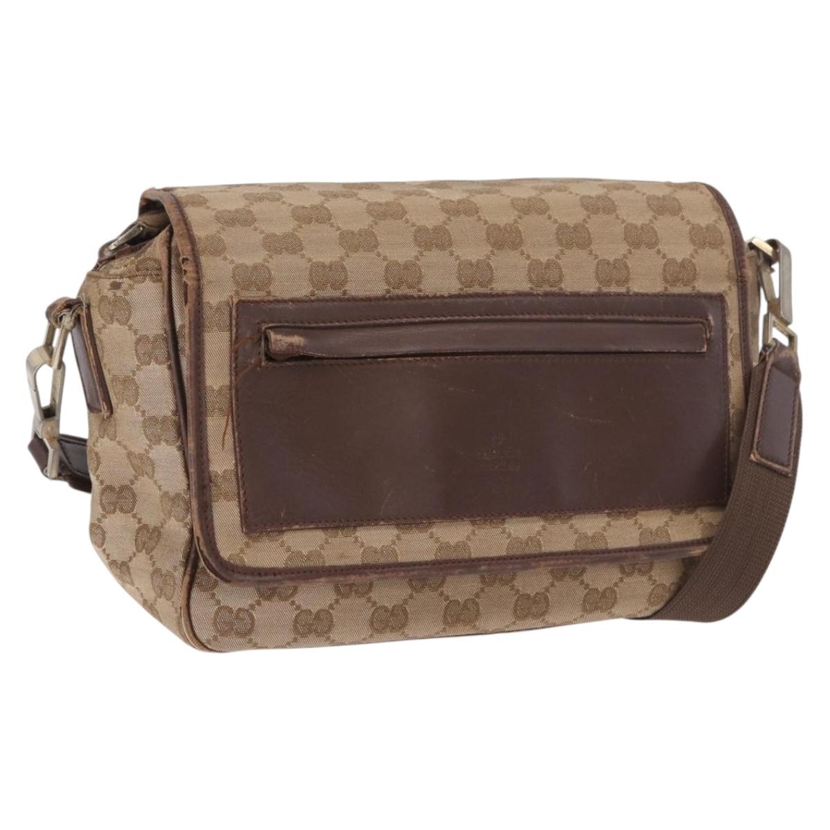 GUCCI GG Canvas Shoulder Bag Beige Gold 001 0375 Auth gh2152