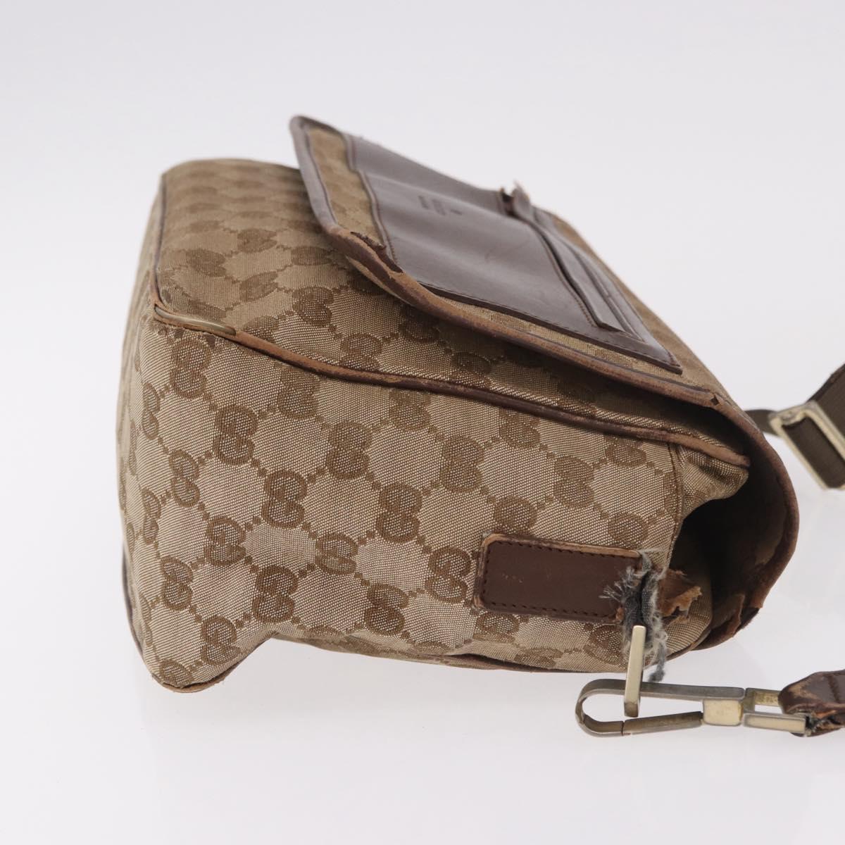 GUCCI GG Canvas Shoulder Bag Beige Gold 001 0375 Auth gh2152