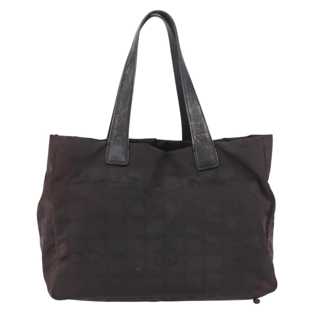 CHANEL New Travel Line Tote Bag Nylon Black CC Auth gh2153