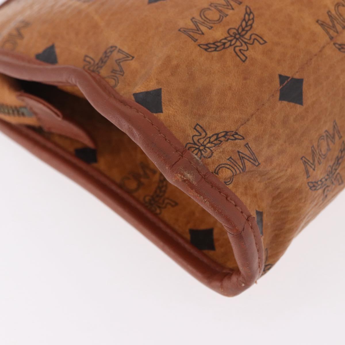 MCM Logogram Vicetos Clutch Bag PVC Leather Brown Gold Auth gh2154