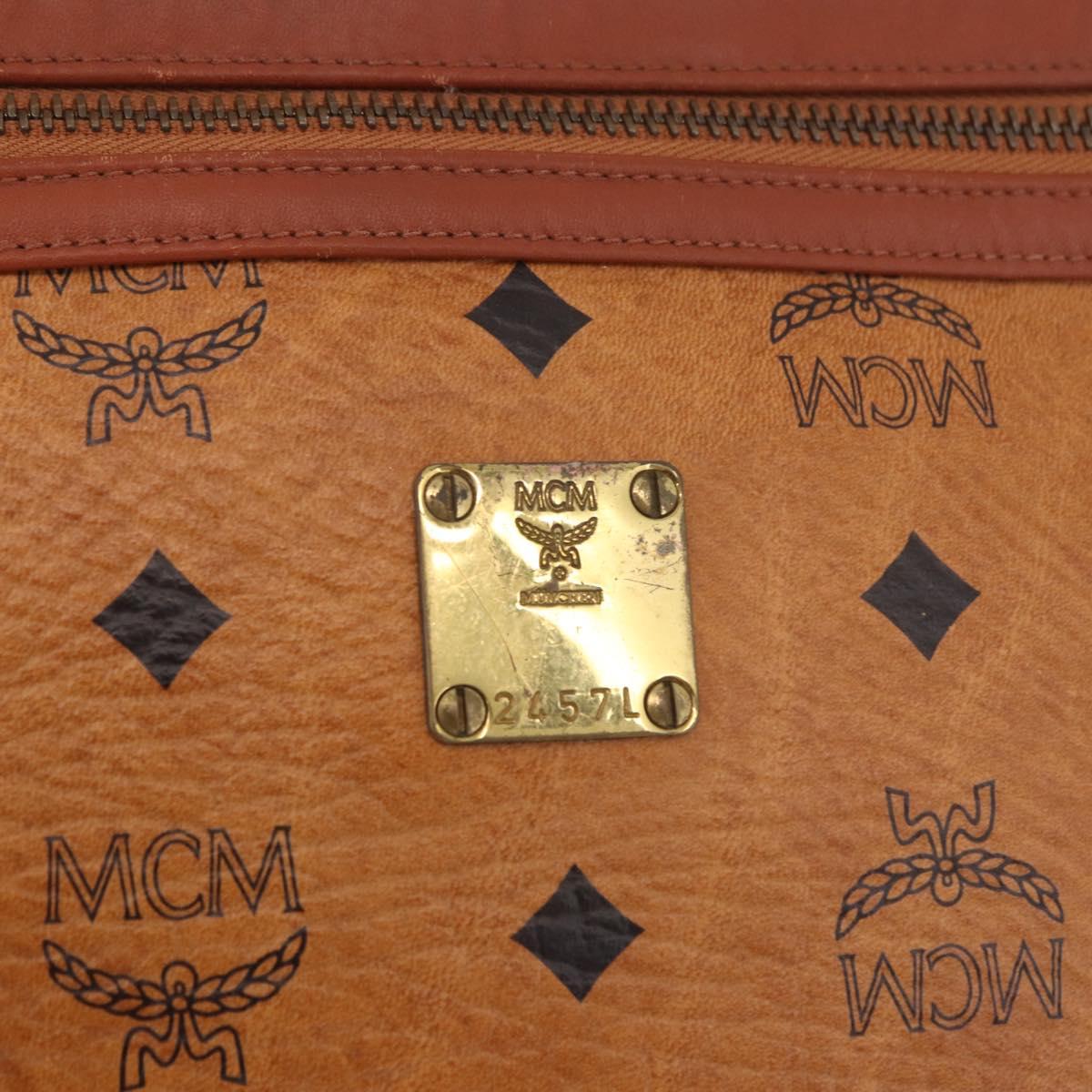 MCM Logogram Vicetos Clutch Bag PVC Leather Brown Gold Auth gh2154
