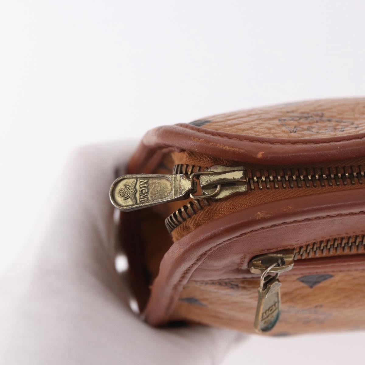 MCM Logogram Vicetos Clutch Bag PVC Leather Brown Gold Auth gh2154