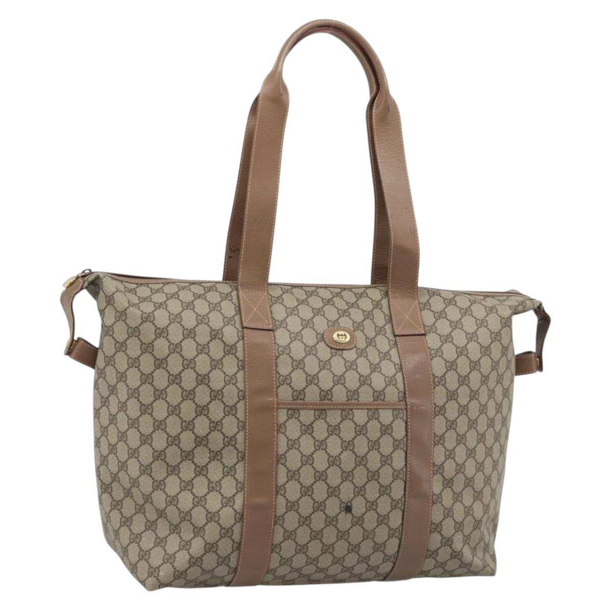 GUCCI GG Supreme Boston Bag Beige Gold 012 1095 6080 Auth gh2155