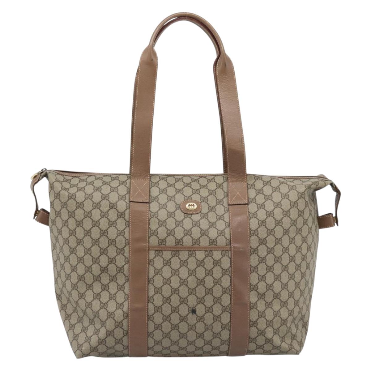 GUCCI GG Supreme Boston Bag Beige Gold 012 1095 6080 Auth gh2155
