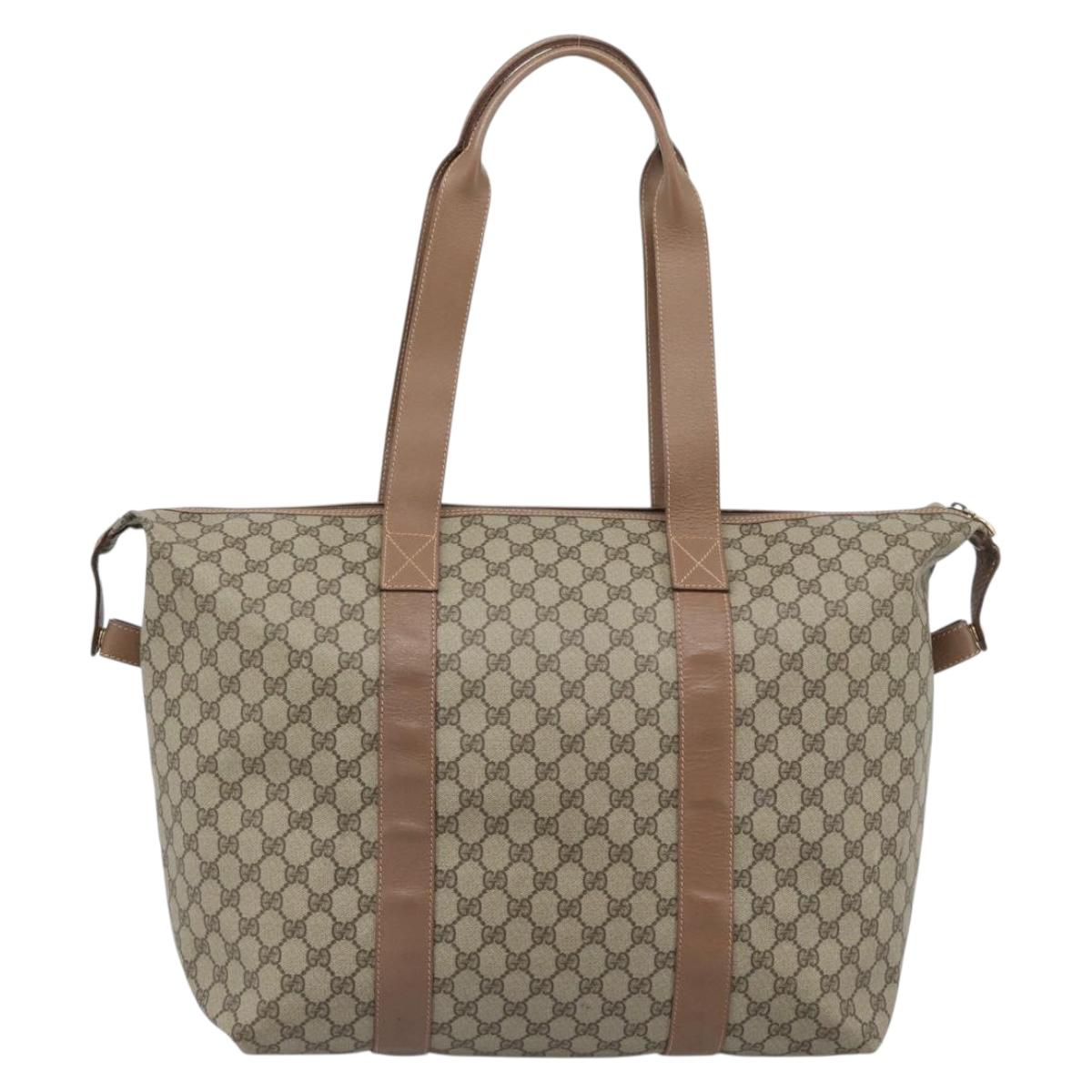 GUCCI GG Supreme Boston Bag Beige Gold 012 1095 6080 Auth gh2155