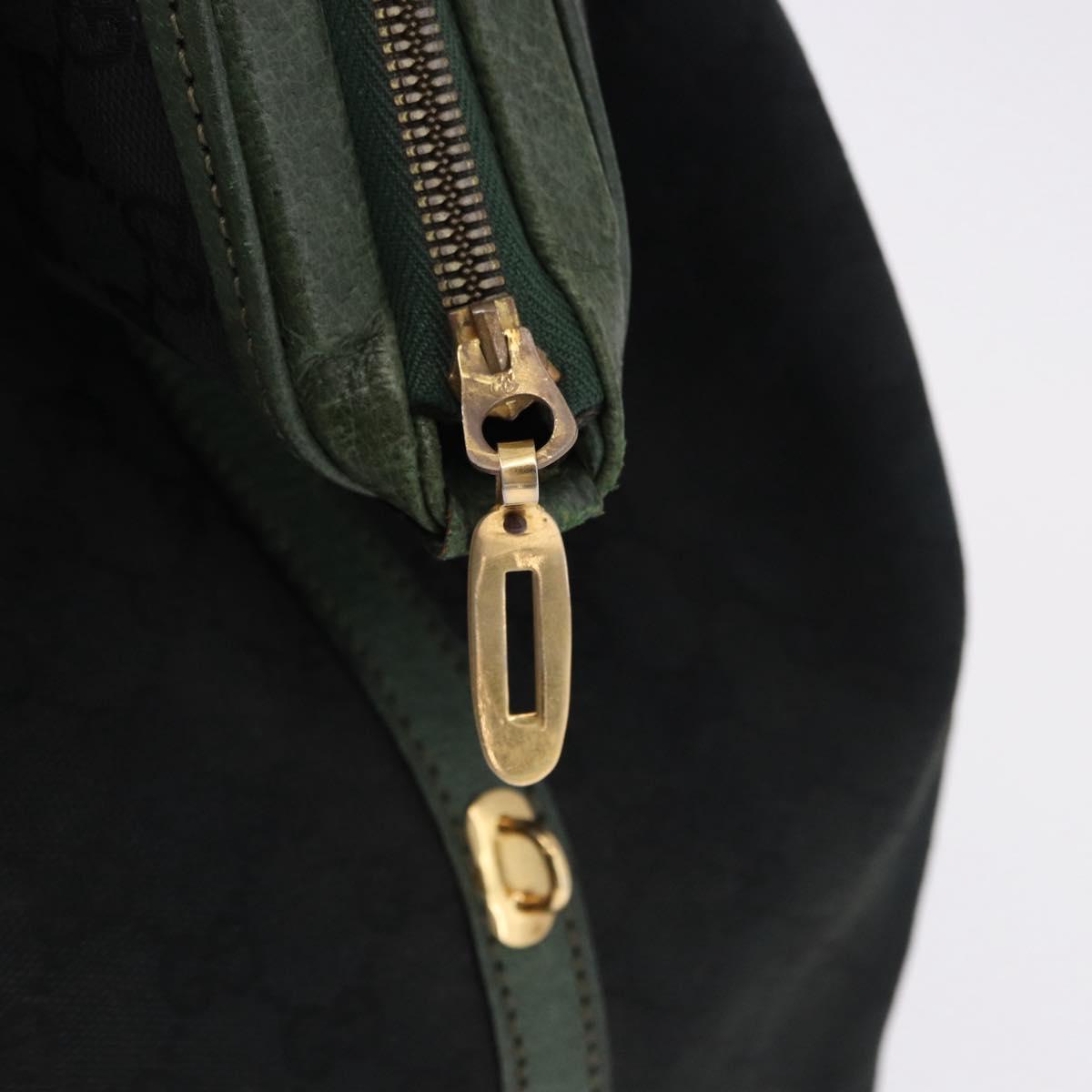 GUCCI GG Canvas Web Sherry Line Boston Bag Black Gold Auth gh2156A
