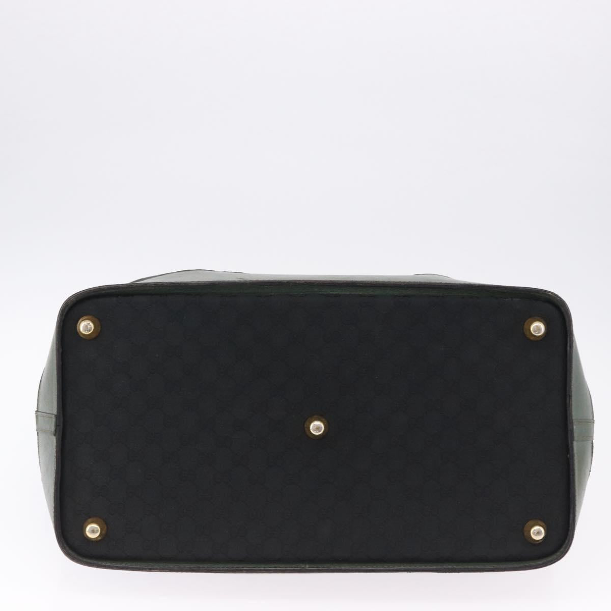 GUCCI GG Canvas Web Sherry Line Boston Bag Black Gold Auth gh2156A