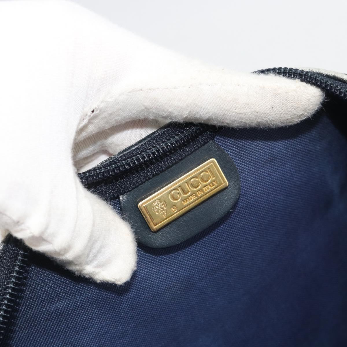 GUCCI Micro GG Supreme Boston Bag PVC Navy Gold 012 39 0079 Auth gh2157
