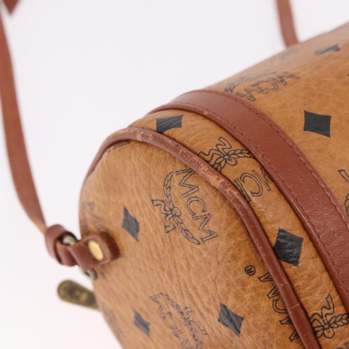 MCM Vicetos Logogram Shoulder Bag PVC Brown Gold Auth gh2158