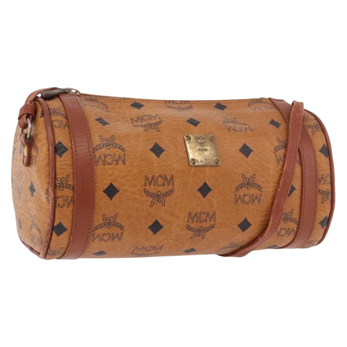 MCM Vicetos Logogram Shoulder Bag PVC Brown Gold Auth gh2158