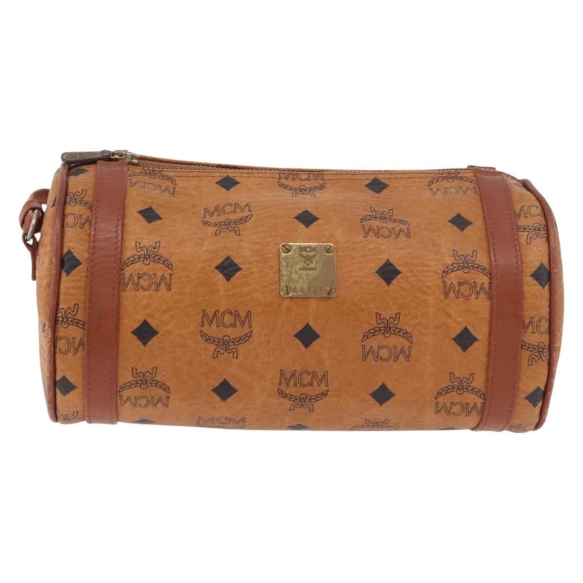 MCM Vicetos Logogram Shoulder Bag PVC Brown Gold Auth gh2158