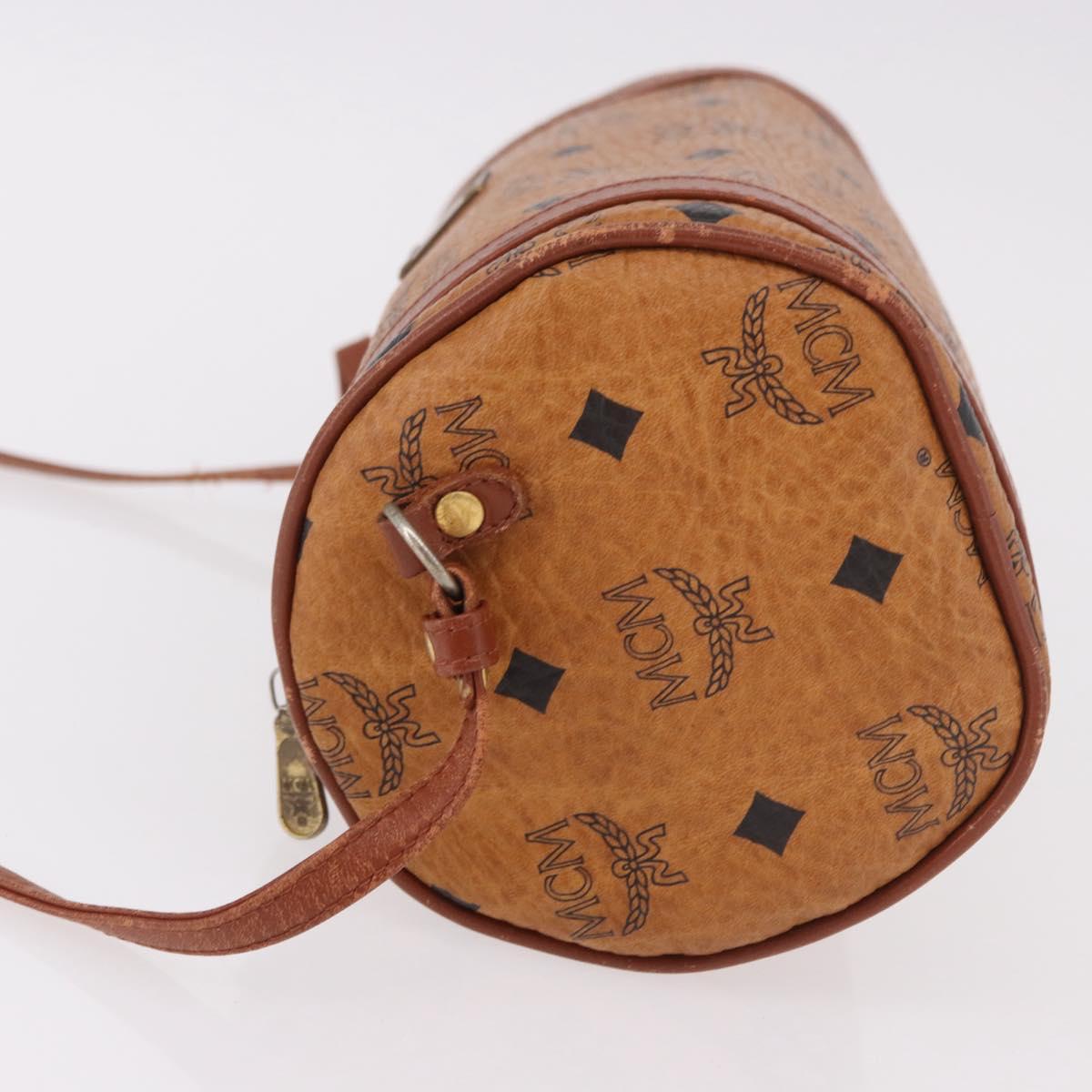 MCM Vicetos Logogram Shoulder Bag PVC Brown Gold Auth gh2158