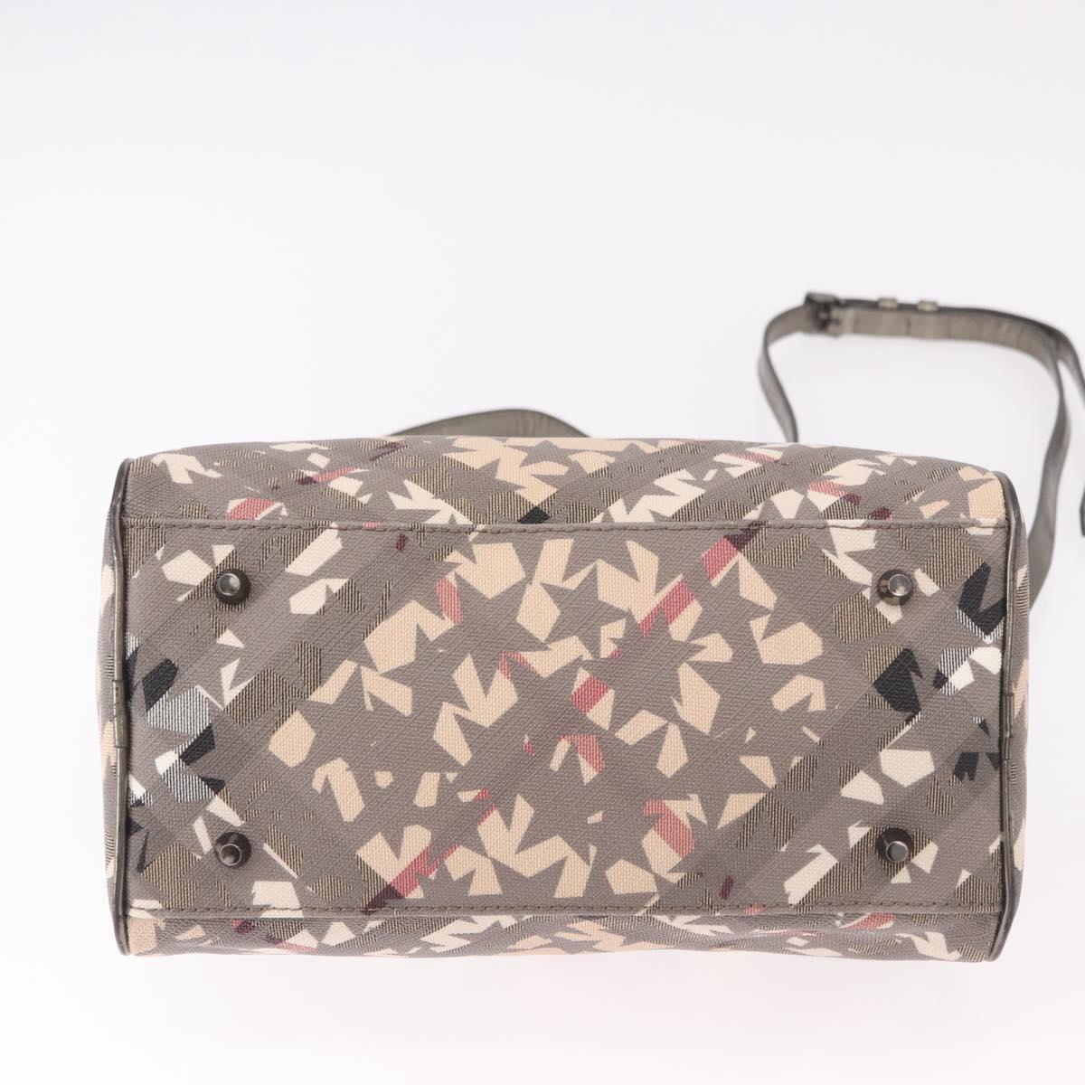 BURBERRY Nova Check Hand Bag PVC 2way Beige Auth gh2159A