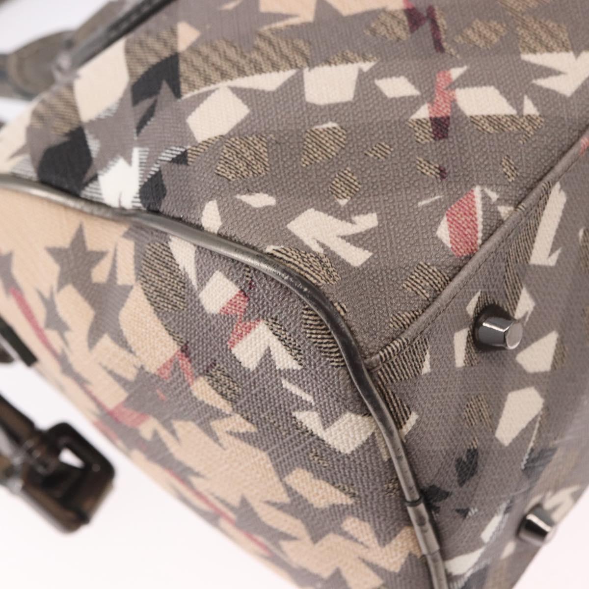 BURBERRY Nova Check Hand Bag PVC 2way Beige Auth gh2159A
