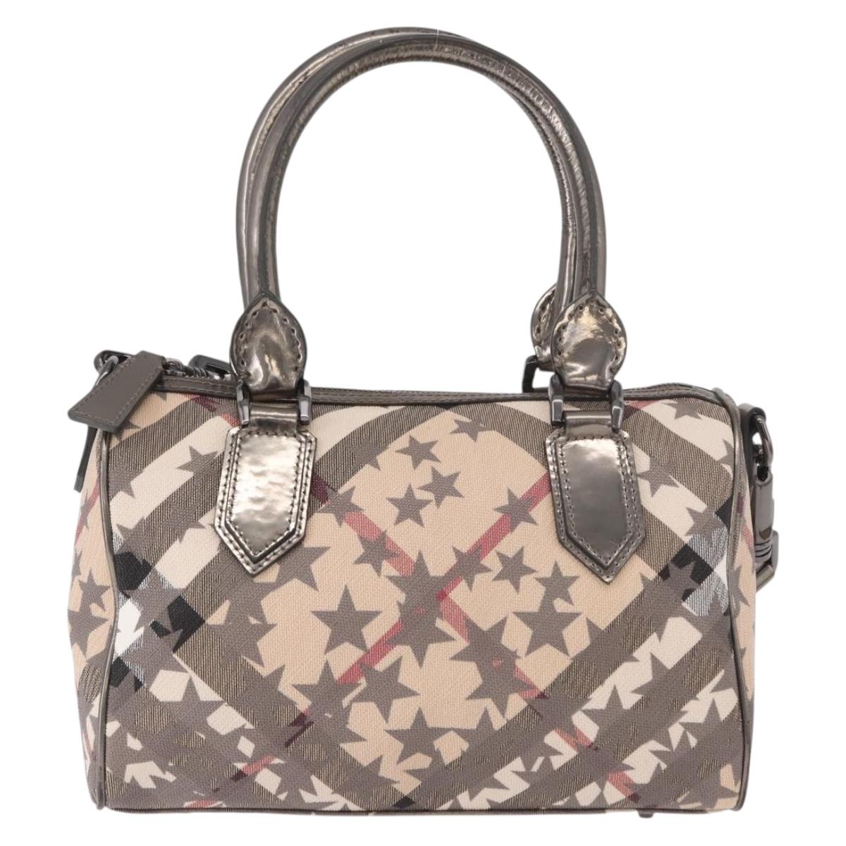 BURBERRY Nova Check Hand Bag PVC 2way Beige Auth gh2159A