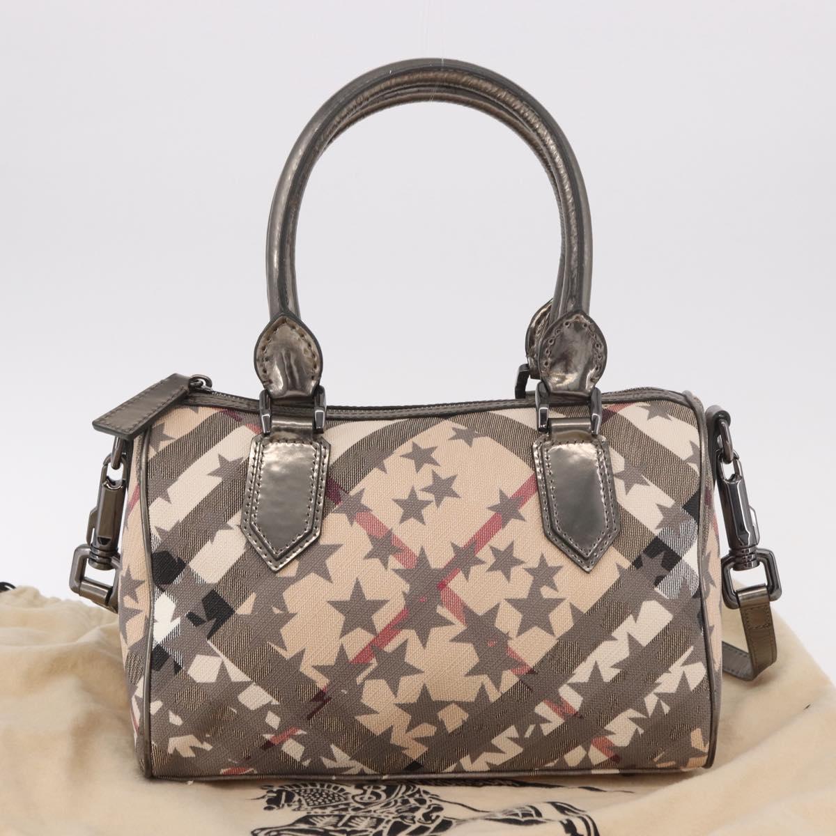 BURBERRY Nova Check Hand Bag PVC 2way Beige Auth gh2159A