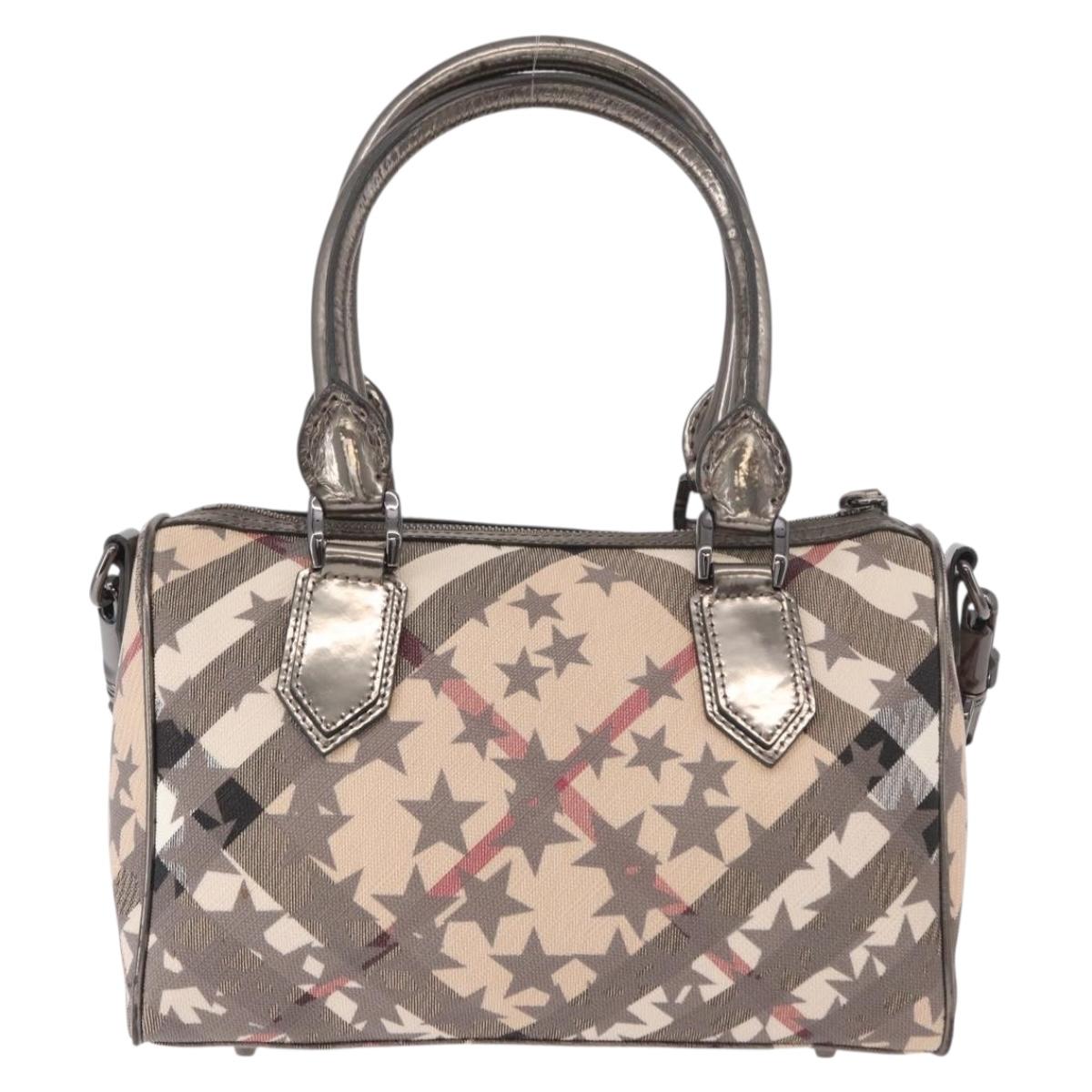BURBERRY Nova Check Hand Bag PVC 2way Beige Auth gh2159A
