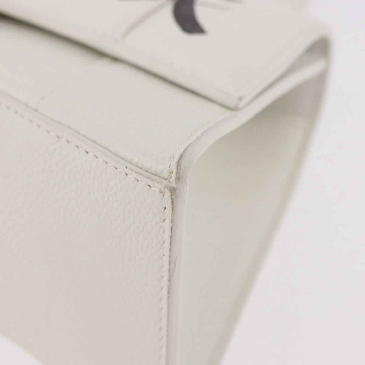 BALENCIAGA Hand Bag Leather White Silver 593546 Auth gh2160A